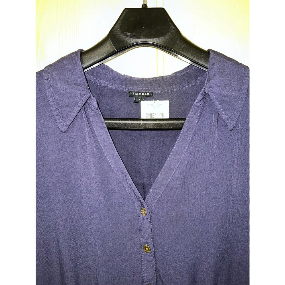 1X Babydoll TOP Swing High Low Tunic Blue Purple Blue Haze Torrid Blouse NEW - Picture 6 of 11
